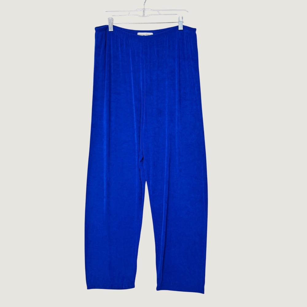 Drapers & Damons Pants Womens L Blue Slinky Wide Leg Elastic Waist Y2K Trousers